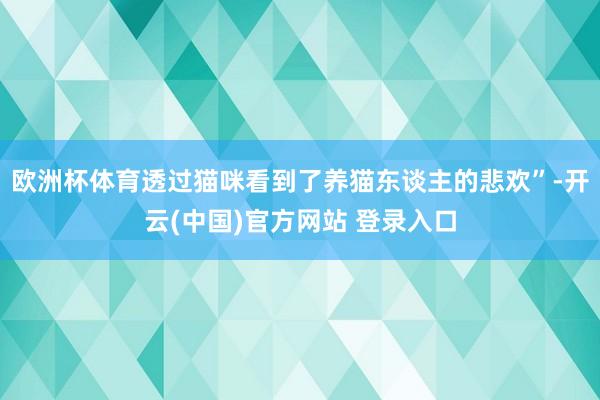欧洲杯体育透过猫咪看到了养猫东谈主的悲欢”-开云(中国)官方网站 登录入口