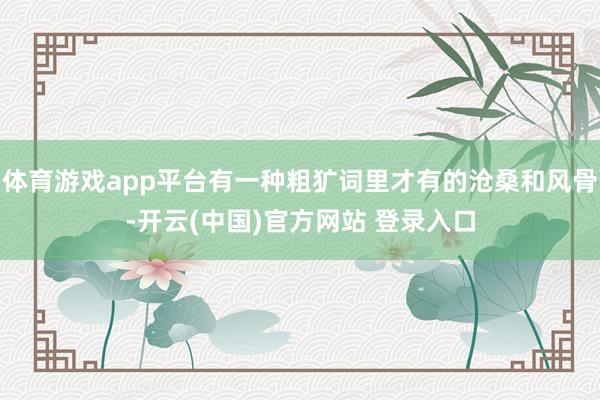 体育游戏app平台有一种粗犷词里才有的沧桑和风骨-开云(中国)官方网站 登录入口