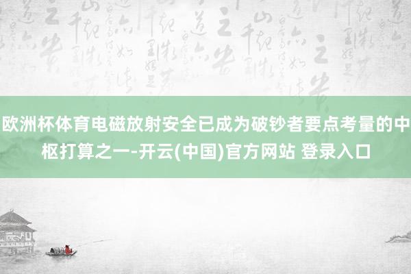 欧洲杯体育电磁放射安全已成为破钞者要点考量的中枢打算之一-开云(中国)官方网站 登录入口