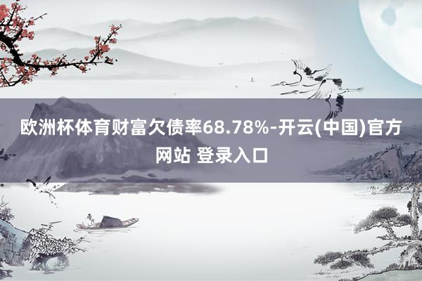 欧洲杯体育财富欠债率68.78%-开云(中国)官方网站 登录入口