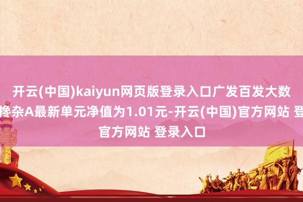 开云(中国)kaiyun网页版登录入口广发百发大数据精选搀杂A最新单元净值为1.01元-开云(中国)官方网站 登录入口