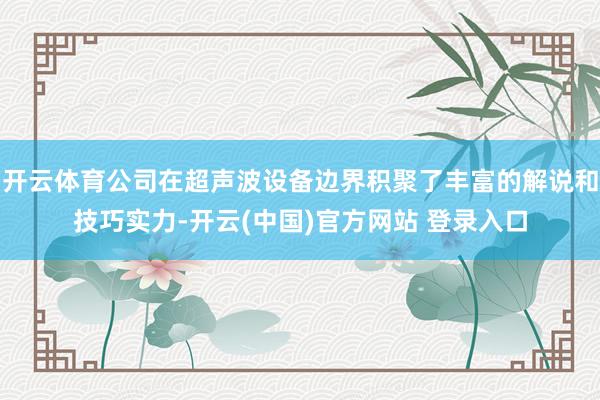 开云体育公司在超声波设备边界积聚了丰富的解说和技巧实力-开云(中国)官方网站 登录入口