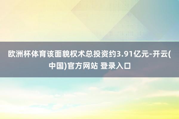 欧洲杯体育该面貌权术总投资约3.91亿元-开云(中国)官方网站 登录入口