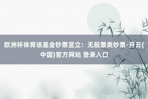 欧洲杯体育该基金钞票竖立：无股票类钞票-开云(中国)官方网站 登录入口
