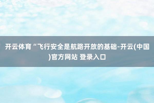 开云体育“飞行安全是航路开放的基础-开云(中国)官方网站 登录入口