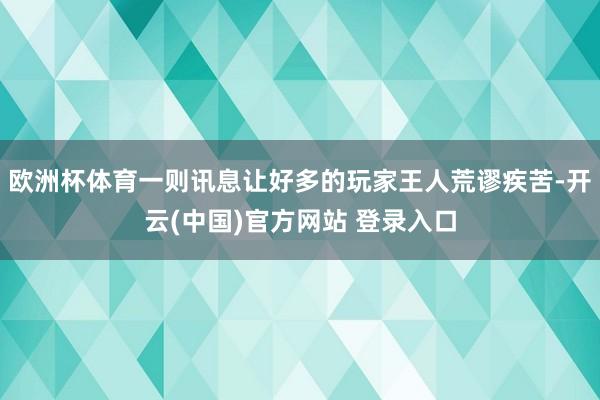 欧洲杯体育一则讯息让好多的玩家王人荒谬疾苦-开云(中国)官方网站 登录入口