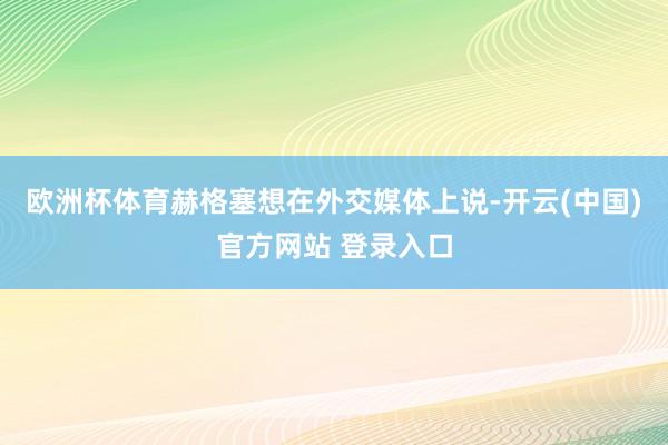 欧洲杯体育赫格塞想在外交媒体上说-开云(中国)官方网站 登录入口
